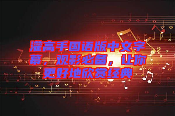 灌高手國語版中文字幕，觀影必備，讓你更好地欣賞經(jīng)典