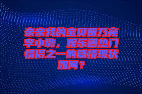 親親我的寶貝賈乃亮李小璐，娛樂(lè)圈熱門(mén)情侶之一的感情現(xiàn)狀如何？