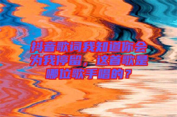 抖音歌詞我知道你會(huì)為我停留，這首歌是哪位歌手唱的？