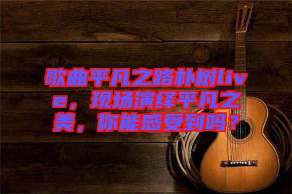 歌曲平凡之路樸樹live，現(xiàn)場(chǎng)演繹平凡之美，你能感受到嗎？