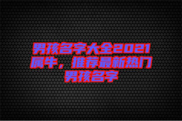 男孩名字大全2021屬牛，推薦最新熱門男孩名字