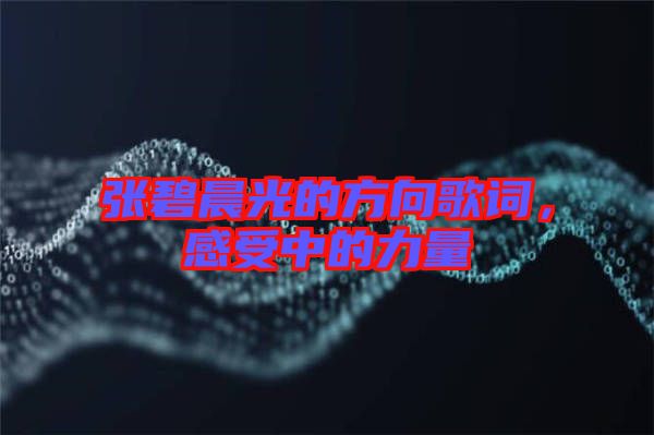 張碧晨光的方向歌詞，感受中的力量