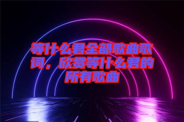 等什么君全部歌曲歌詞，欣賞等什么君的所有歌曲