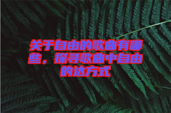 關(guān)于自由的歌曲有哪些，探尋歌曲中自由的達(dá)方式