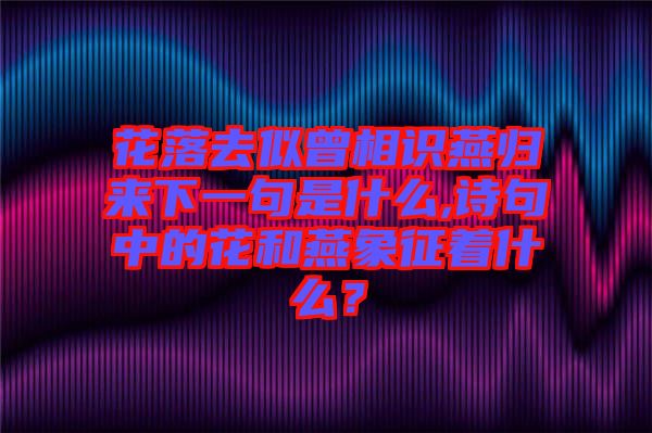 花落去似曾相識(shí)燕歸來(lái)下一句是什么,詩(shī)句中的花和燕象征著什么？