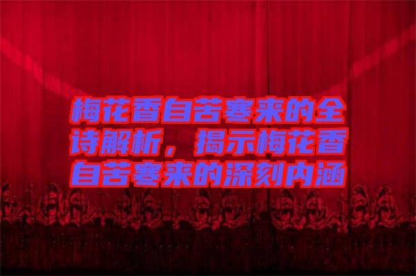 梅花香自苦寒來的全詩解析，揭示梅花香自苦寒來的深刻內(nèi)涵