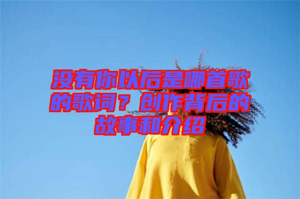 沒有你以后是哪首歌的歌詞？創(chuàng)作背后的故事和介紹