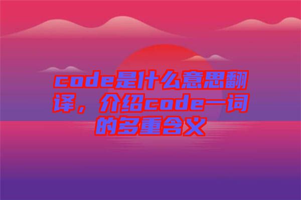 code是什么意思翻譯，介紹code一詞的多重含義