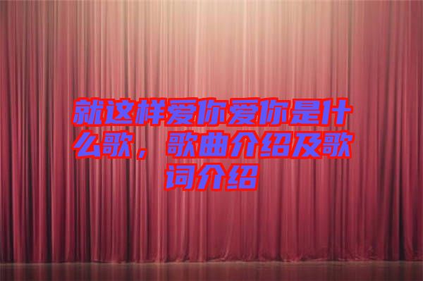 就這樣愛你愛你是什么歌，歌曲介紹及歌詞介紹