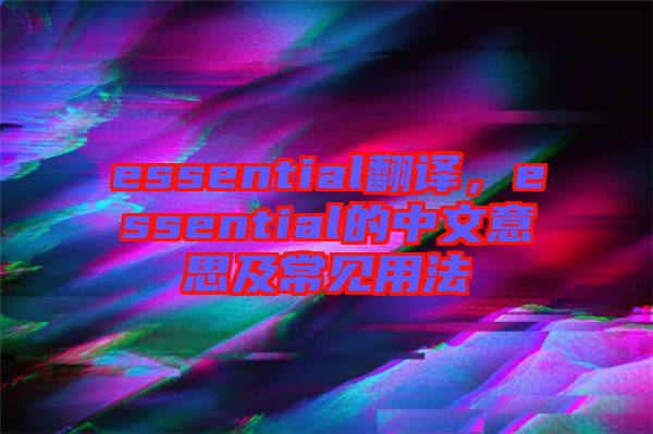 essential翻譯，essential的中文意思及常見用法