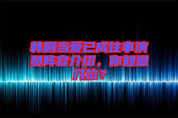 韓劇當(dāng)愛已成往事演員陣容介紹，你知道幾位？