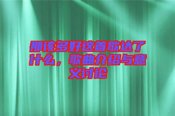 那該多好這首歌達(dá)了什么，歌曲介紹與意義討論