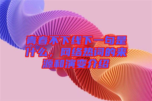 青春不下線下一句是什么，網(wǎng)絡熱詞的來源和演變介紹