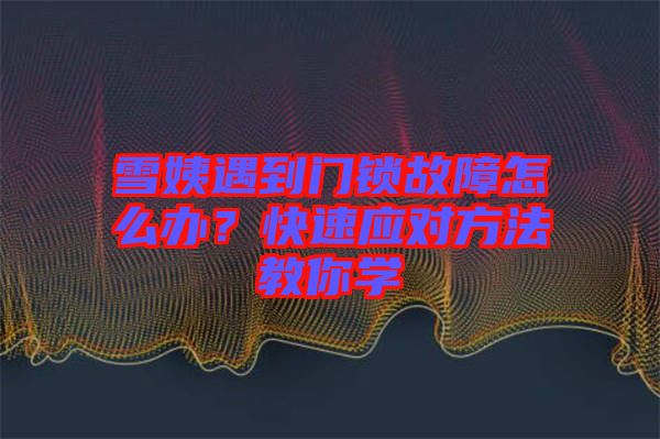 雪姨遇到門鎖故障怎么辦？快速應(yīng)對方法教你學(xué)