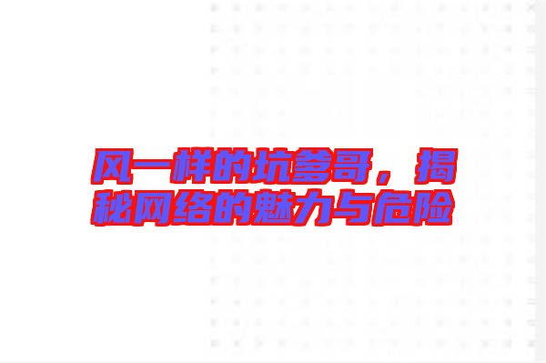 風(fēng)一樣的坑爹哥，揭秘網(wǎng)絡(luò)的魅力與危險(xiǎn)