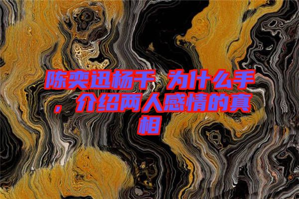 陳奕迅楊千嬅為什么手，介紹兩人感情的真相